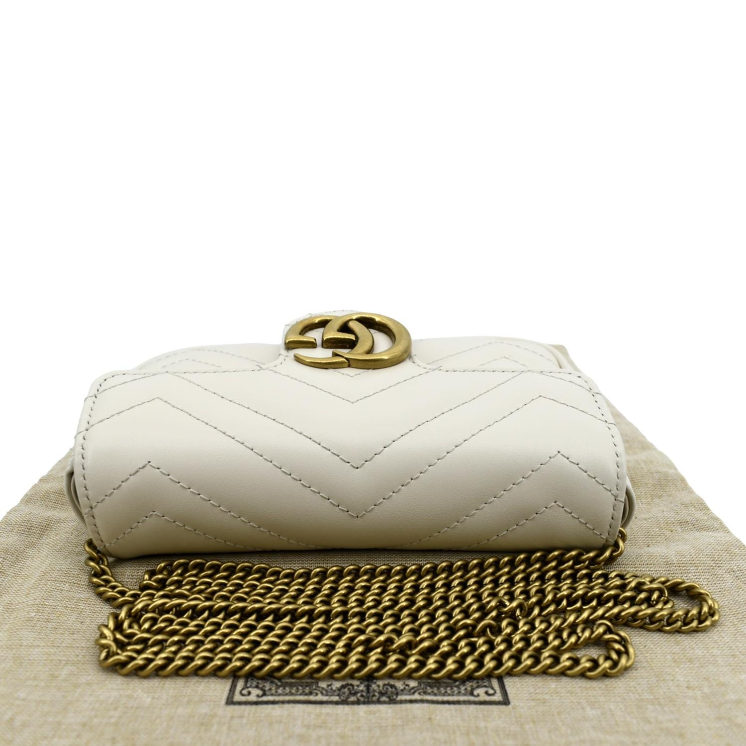 Gucci: White Super Mini GG Marmont Bag