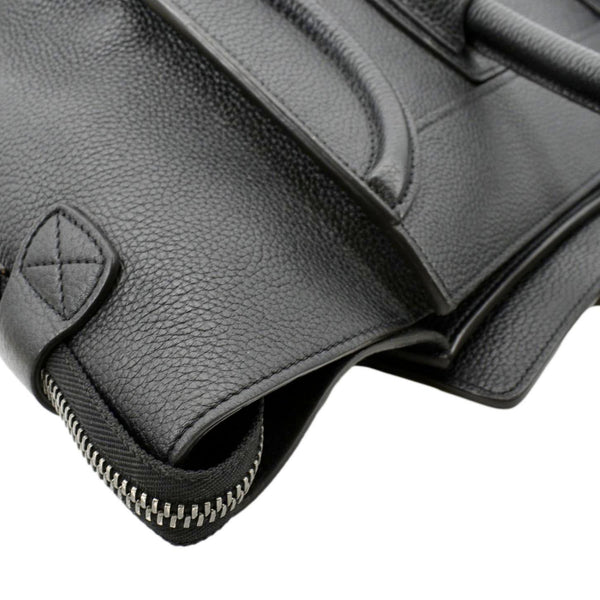 CELINE Drummed Mini Luggage Calfskin Leather Tote Bag Black