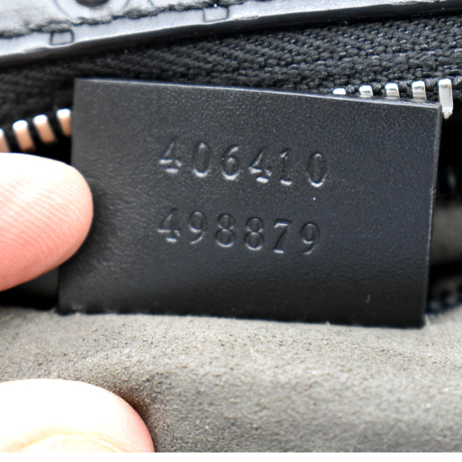 GUCCI GG Embossed Signature Crossbody Messenger Bag Black Leather