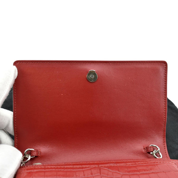 Yves Saint Laurent Sunset Leather Crossbody Bag in red color - Open