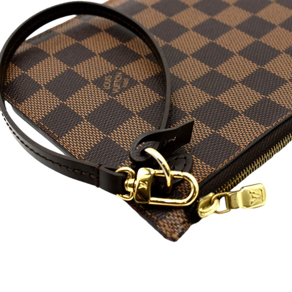 LOUIS VUITTON Neverfull Damier Ebene Pochette Wristlet Pouch Brown