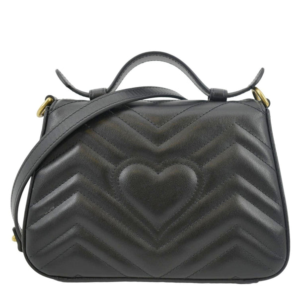 GUCCI GG Marmont Leather Top Handle Crossbody Bag Black 547260