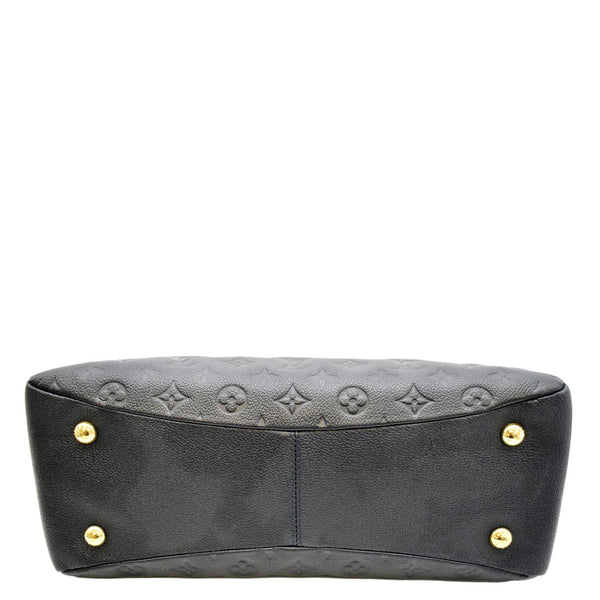 Bottom View of LV Leather Shoulder Bag Black