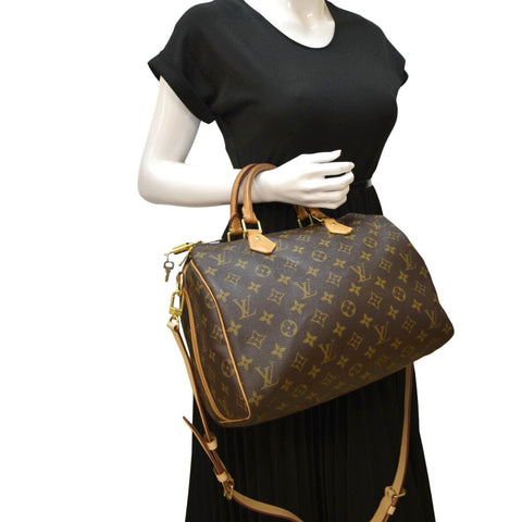 LOUIS VUITTON Speedy 30 Bandouliere Monogram Canvas Shoulder Bag Brown