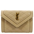 YVES SAINT LAURENT Gaby Small Envelope Quilted Leather Wallet Beige