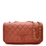 CHANEL CC Filigree Medium Flap Caviar Leather Crossbody Bag Pink