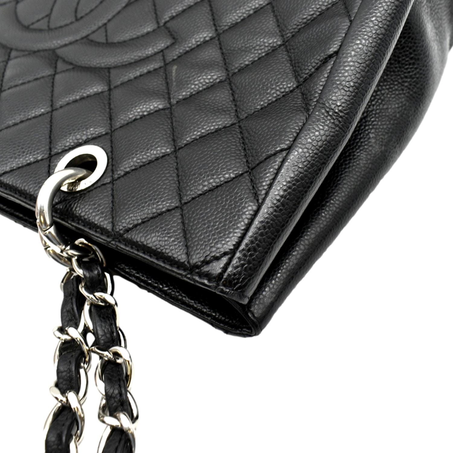 CHANEL Grand Shopping Quilted Caviar Leather GST Tote Bag Black