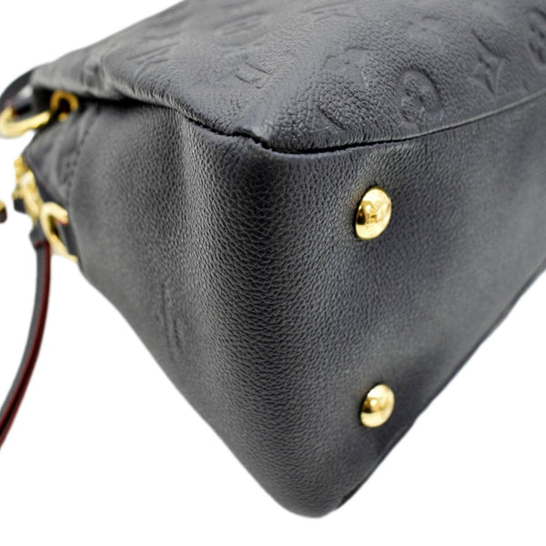 Detailed Bottom View of LV Leather Shoulder Black Bag
