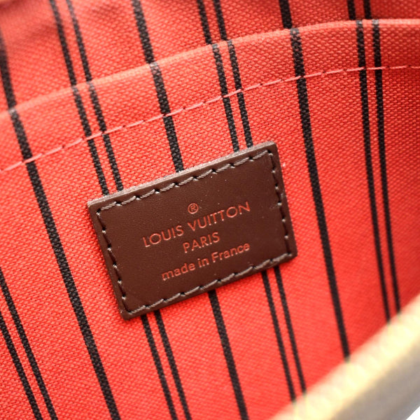 LOUIS VUITTON Neverfull Damier Ebene Pochette Wristlet Pouch Brown