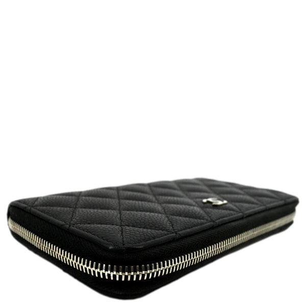 CHANEL Limit Zip Around Quilted Caviar Leather Wallet Black