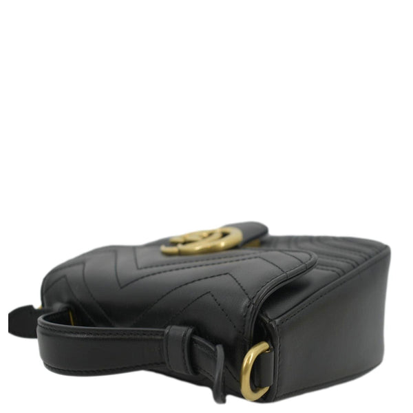 GUCCI GG Marmont Leather Top Handle Crossbody Bag Black 547260