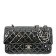 CHANEL Classic Medium Double Flap Patent Leather Shoulder Bag Black