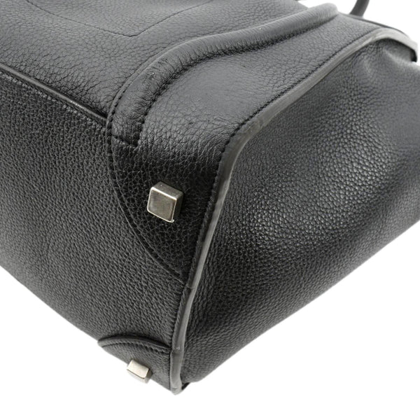 CELINE Drummed Mini Luggage Calfskin Leather Tote Bag Black