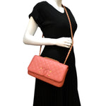 CHANEL CC Filigree Medium Flap Caviar Leather Crossbody Bag Pink