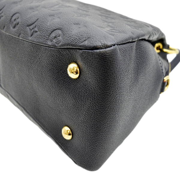 Detailed Bottom View of LV Leather Shoulder Bag Black