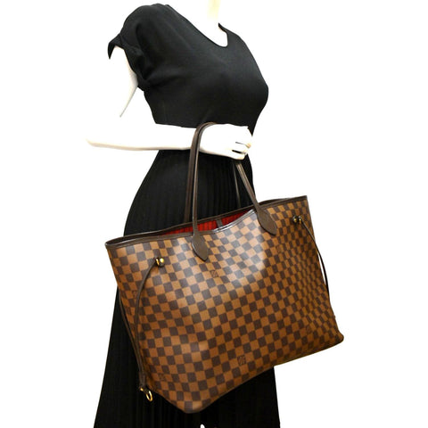 LOUIS VUITTON Neverfull GM Damier Ebene Tote Shoulder Bag Brown