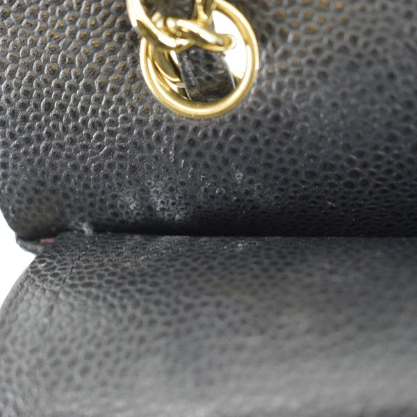 CHANEL Classic Maxi Flap Quilted Caviar Leather Shoulder Bag Black