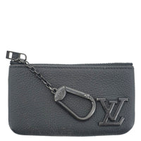 LOUIS VUITTON LV Aerogram Leather Key Pouch Black