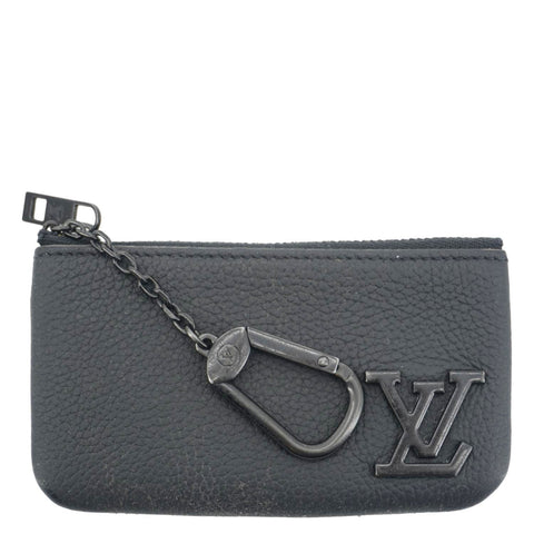 LOUIS VUITTON LV Aerogram Leather Key Pouch Black
