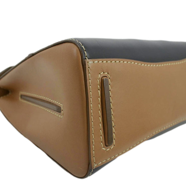 PRADA Vitello Sound Lock Leather Shoulder Bag Tan