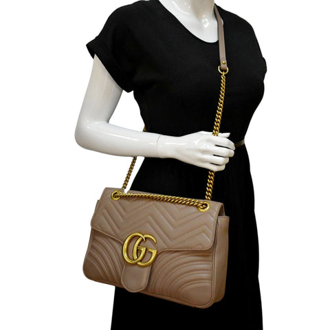 GUCCI GG Marmont Medium Matelasse Shoulder Bag Dusty Pink 443496