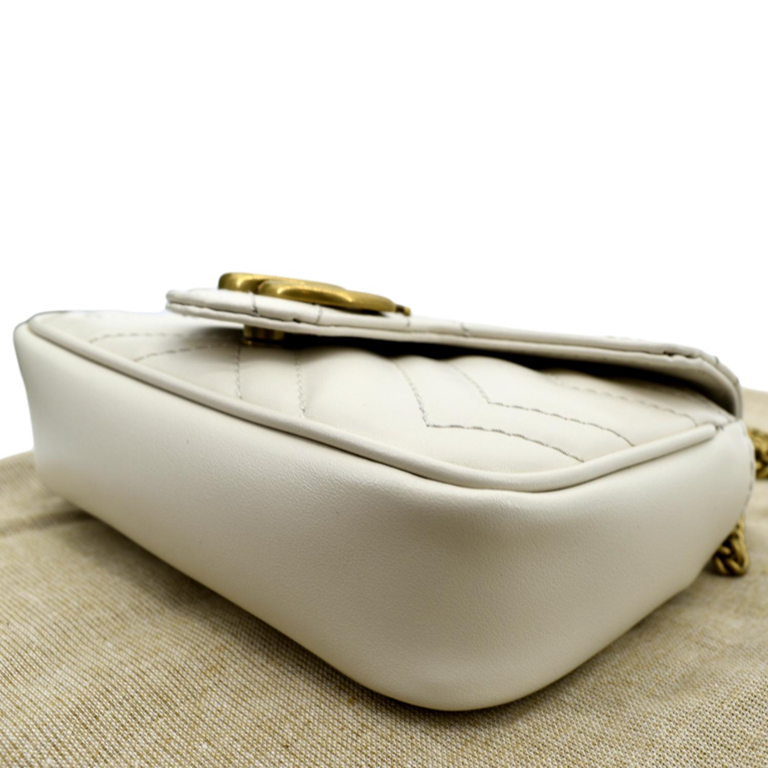 White GG-Marmont mini matelassé-leather cross-body bag, Gucci