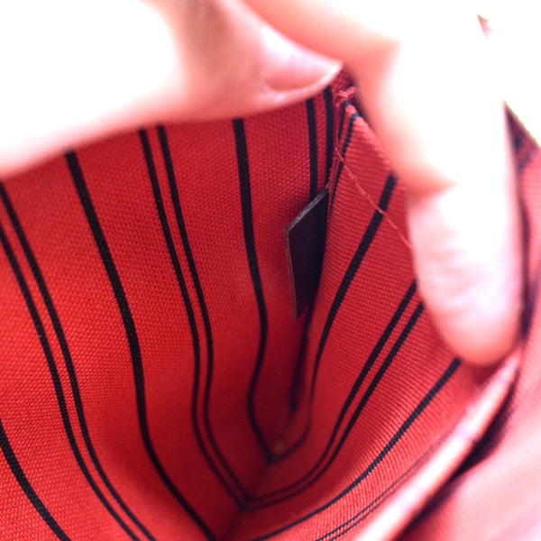 LOUIS VUITTON Neverfull Damier Ebene Pochette Wristlet Pouch Brown