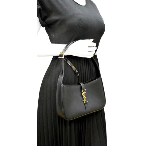 YVES SAINT LAURENT Le 5 A 7 Leather Satchel Bag Black