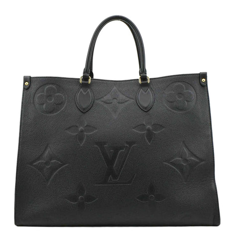 LOUIS VUITTON Onthego GM Monogram Empreinte Leather Tote Shoulder Bag Black