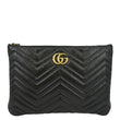 GUCCI GG Marmont Matelasse Chevron Leather Pouch Black 525541