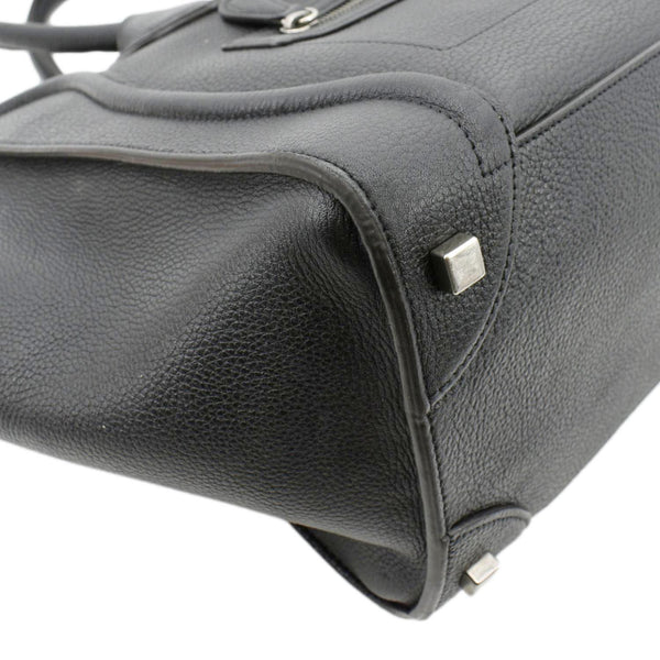 CELINE Drummed Mini Luggage Calfskin Leather Tote Bag Black