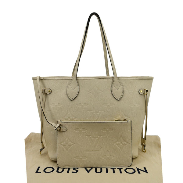 Louis Vuitton Neverfull MM Monogram Empreinte Tote Bag in Beige color