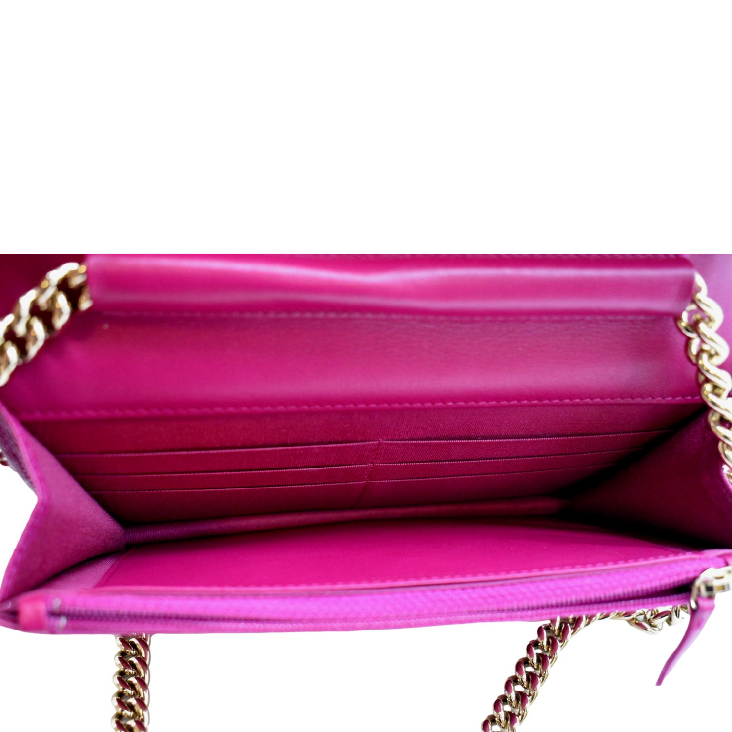 CHANEL Lambskin Quilted Boy Wallet On Chain WOC Pink | FASHIONPHILE