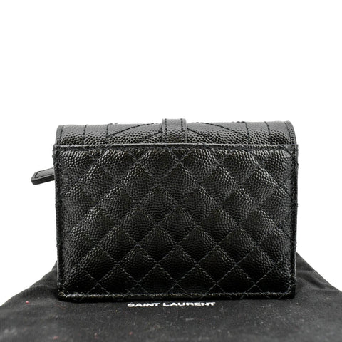 YVES SAINT LAURENT Gaby Small Envelope Quilted Leather Wallet Black