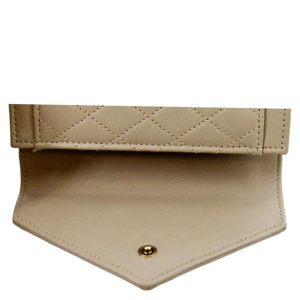 YVES SAINT LAURENT Gaby Small Envelope Quilted Leather Wallet Beige