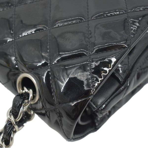 CHANEL Classic Medium Double Flap Patent Leather Shoulder Bag Black