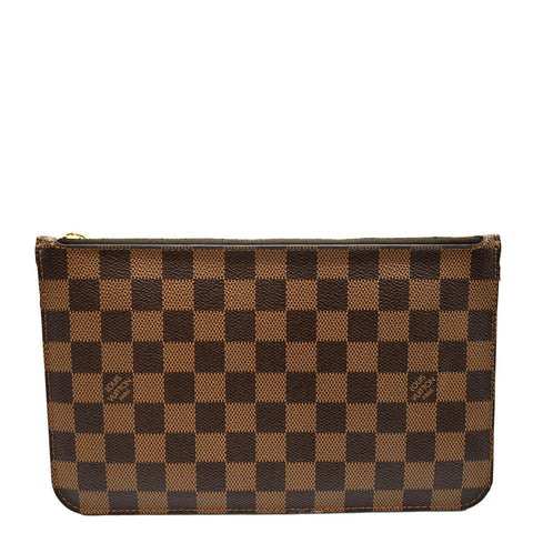 LOUIS VUITTON Neverfull Damier Ebene Pochette Wristlet Pouch Brown
