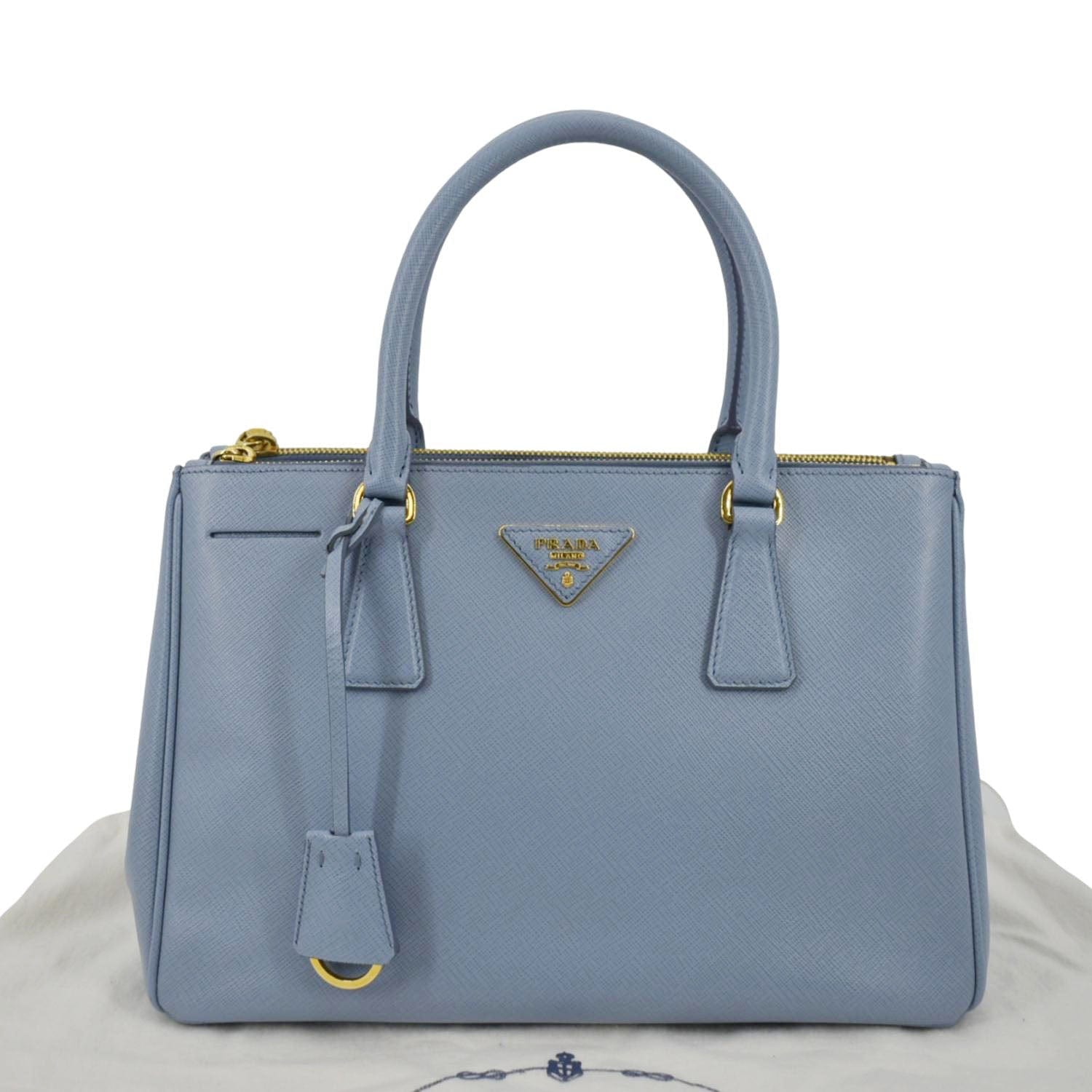 PRADA Galleria Double-Zip small Saffiano Leather Tote Bag Light Blue
