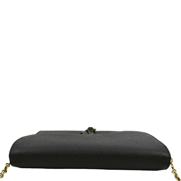 CHRISTIAN DIOR Long Saddle Leather Crossbody Chain Wallet Black