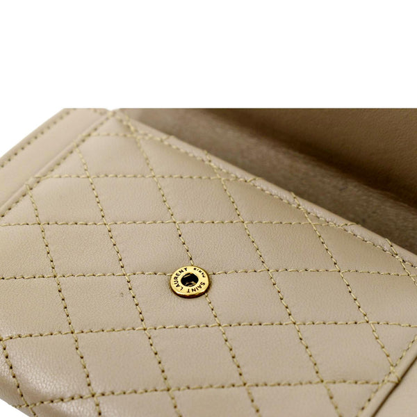 YVES SAINT LAURENT Gaby Small Envelope Quilted Leather Wallet Beige