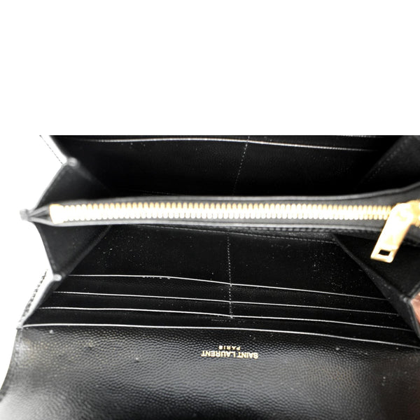 YVES SAINT LAURENT Envelope Flap Matelasse Leather Wallet Black