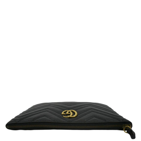 GUCCI GG Marmont Matelasse Chevron Leather Pouch Black 525541