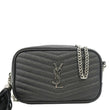 YVES SAINT LAURENT Lou Chevron Leather Camera Crossbody Bag Black