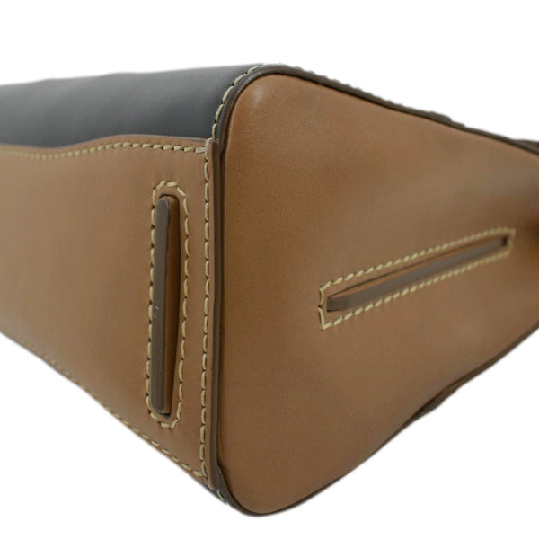 PRADA Vitello Sound Lock Leather Shoulder Bag Tan