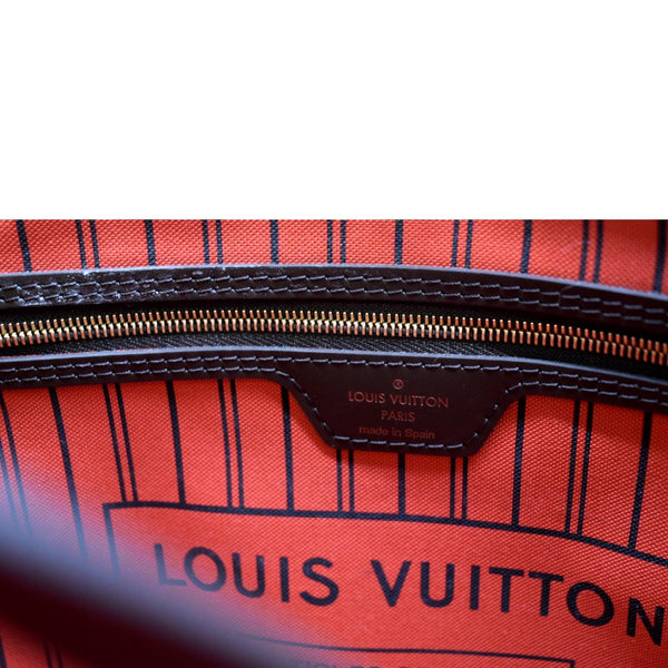 LOUIS VUITTON Neverfull MM Damier Ebene Tote Bag Brown
