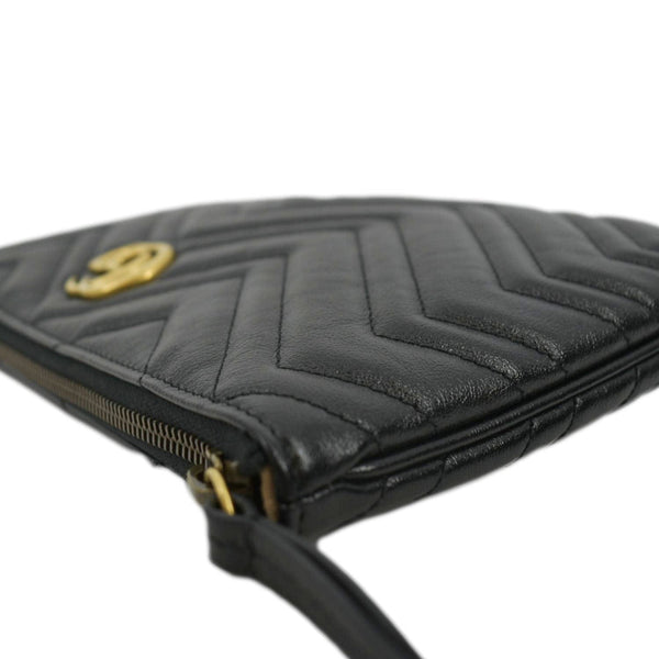 GUCCI GG Marmont Matelasse Chevron Leather Pouch Black 525541