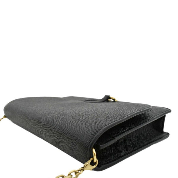 CHRISTIAN DIOR Long Saddle Leather Crossbody Chain Wallet Black