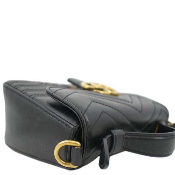 GUCCI GG Marmont Leather Top Handle Crossbody Bag Black 547260