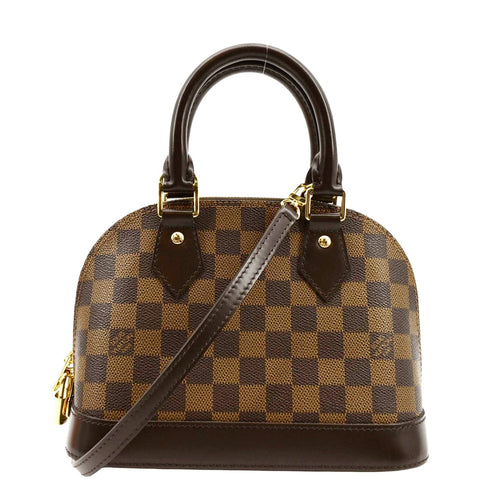 LOUIS VUITTON Alma BB Damier Ebene Satchel Crossbody Bag Brown