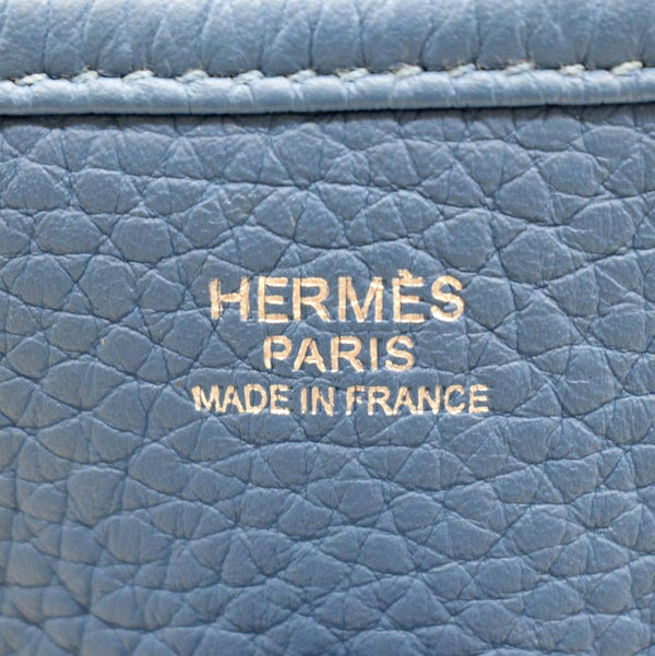HERMES Evelyne GM Taurillon Clemence Crossbody Bag Blue
